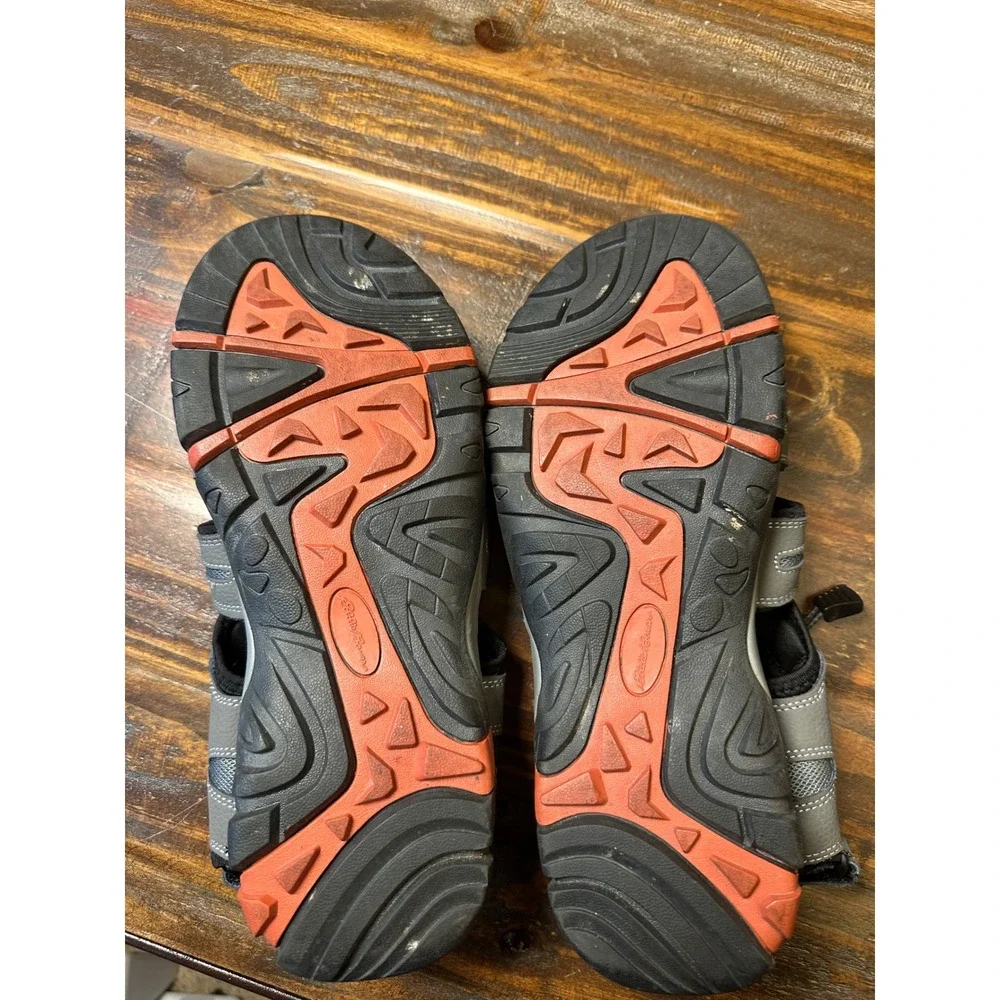 Eddie Bauer Tommy Mens 13 Grey Leather Sport Sandals Closed Toe Hiking Trail